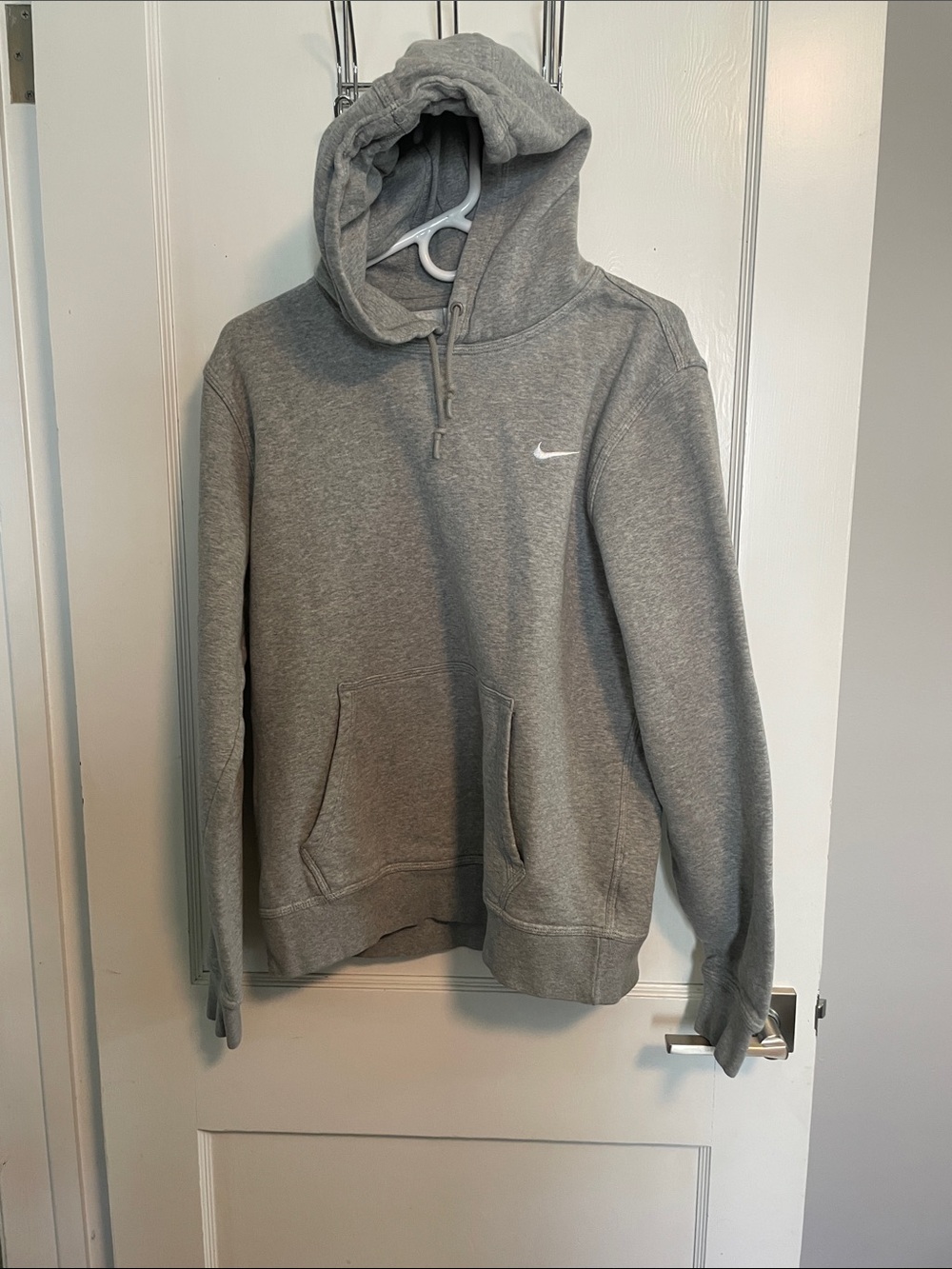 Nike Men's Gray Hoodie with White Swoosh